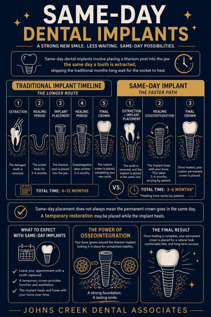 Same-day dental implants infographic